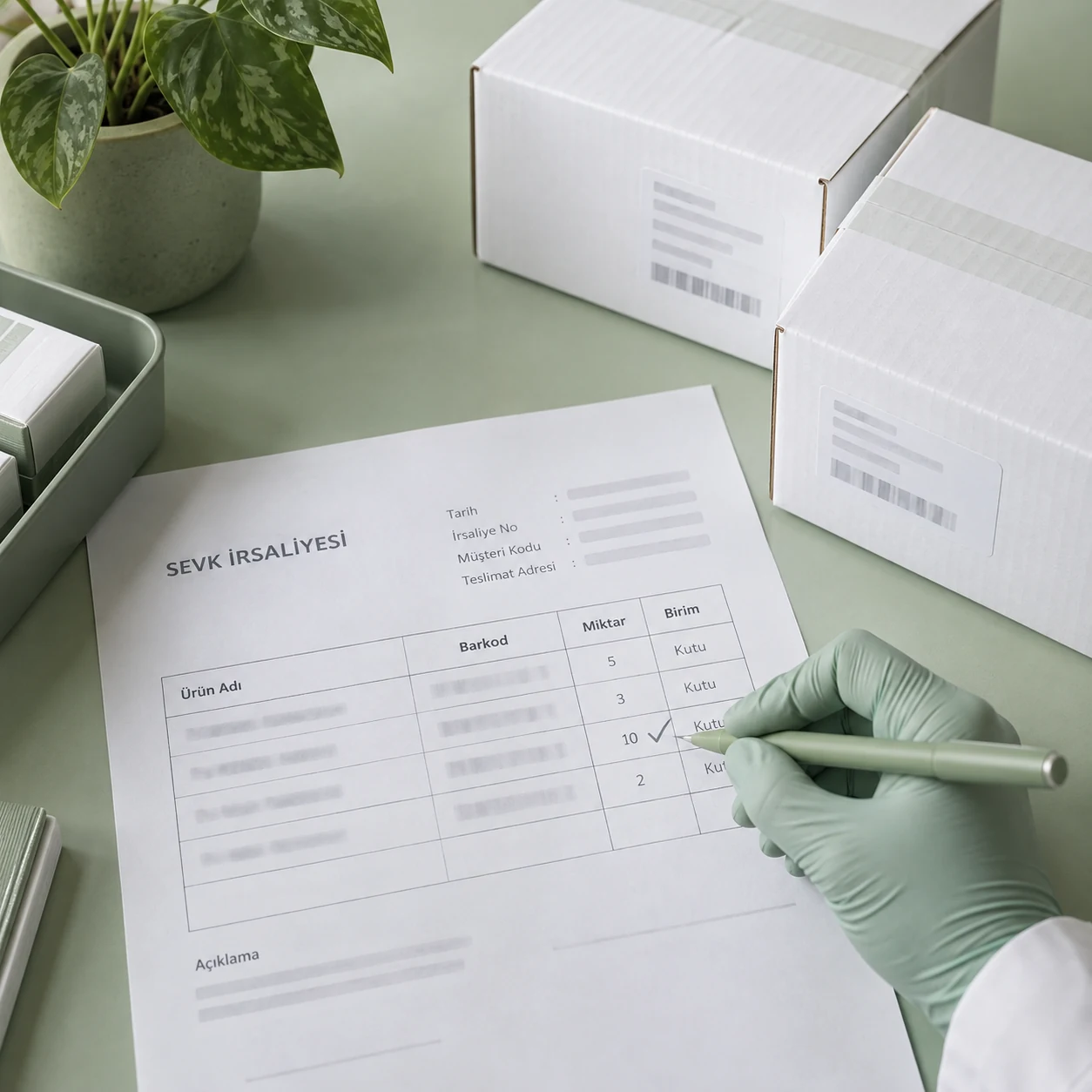 Sevkiyat miktarının paketleme listesi üzerinden kontrol edilmesi