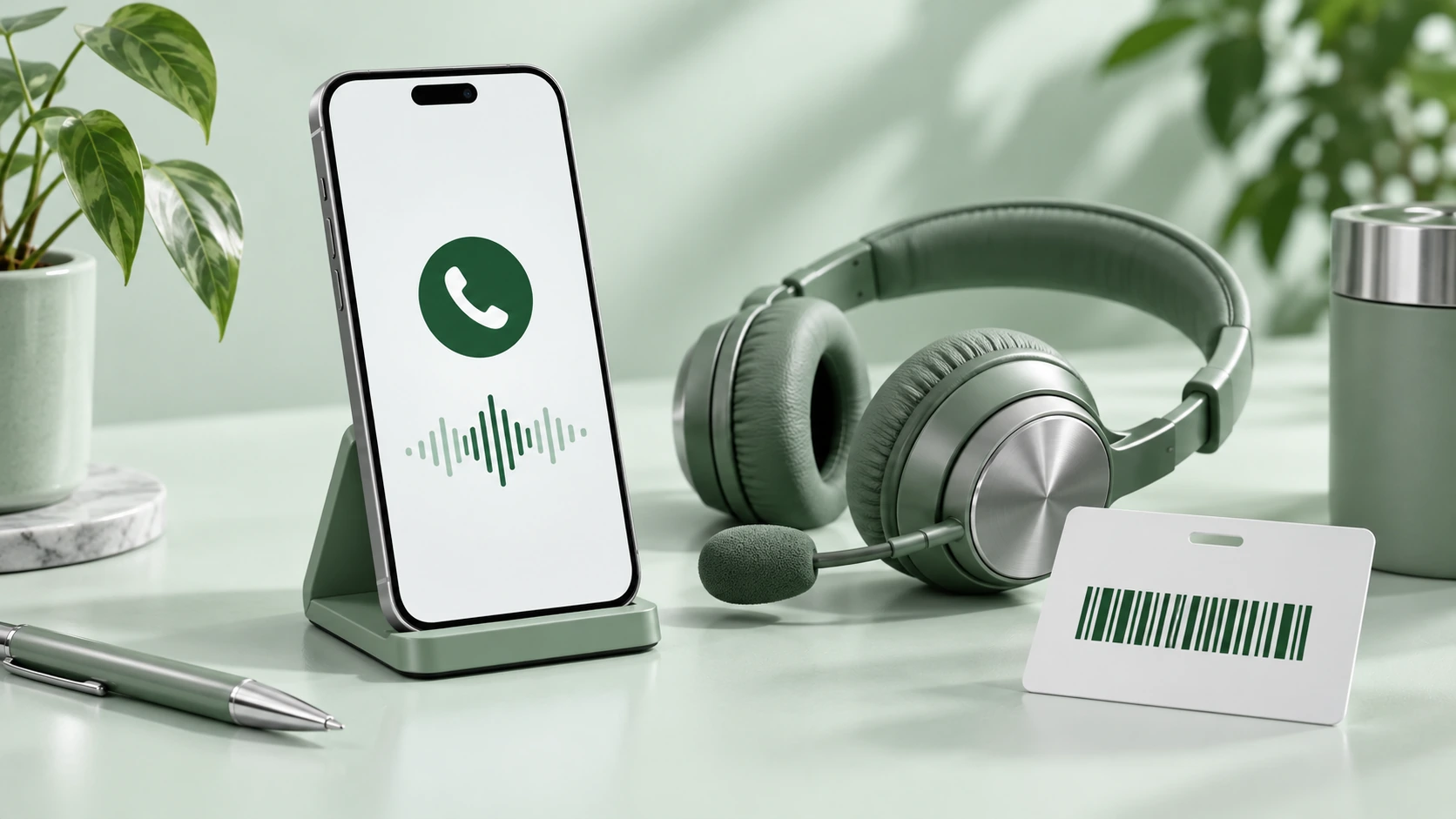 İTS Yardım Hattı görüşmesini temsil eden yeşil kulaklık ve telefon